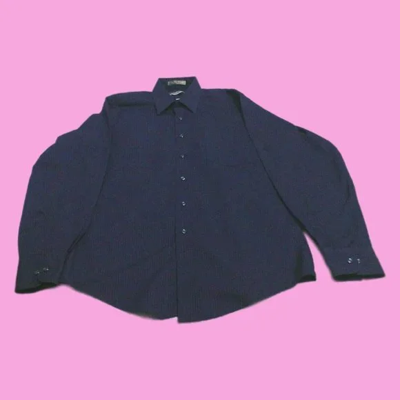 Van Heusen Men's Shirt Casual/Dress Long Sleeve Poly/Cotton Purple 15.5 (34/35) - Picture 14 of 16